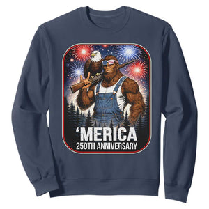 Funny Bigfoot America 250 Years Of American Freedom Sweatshirt TS12 Navy Print Your Wear