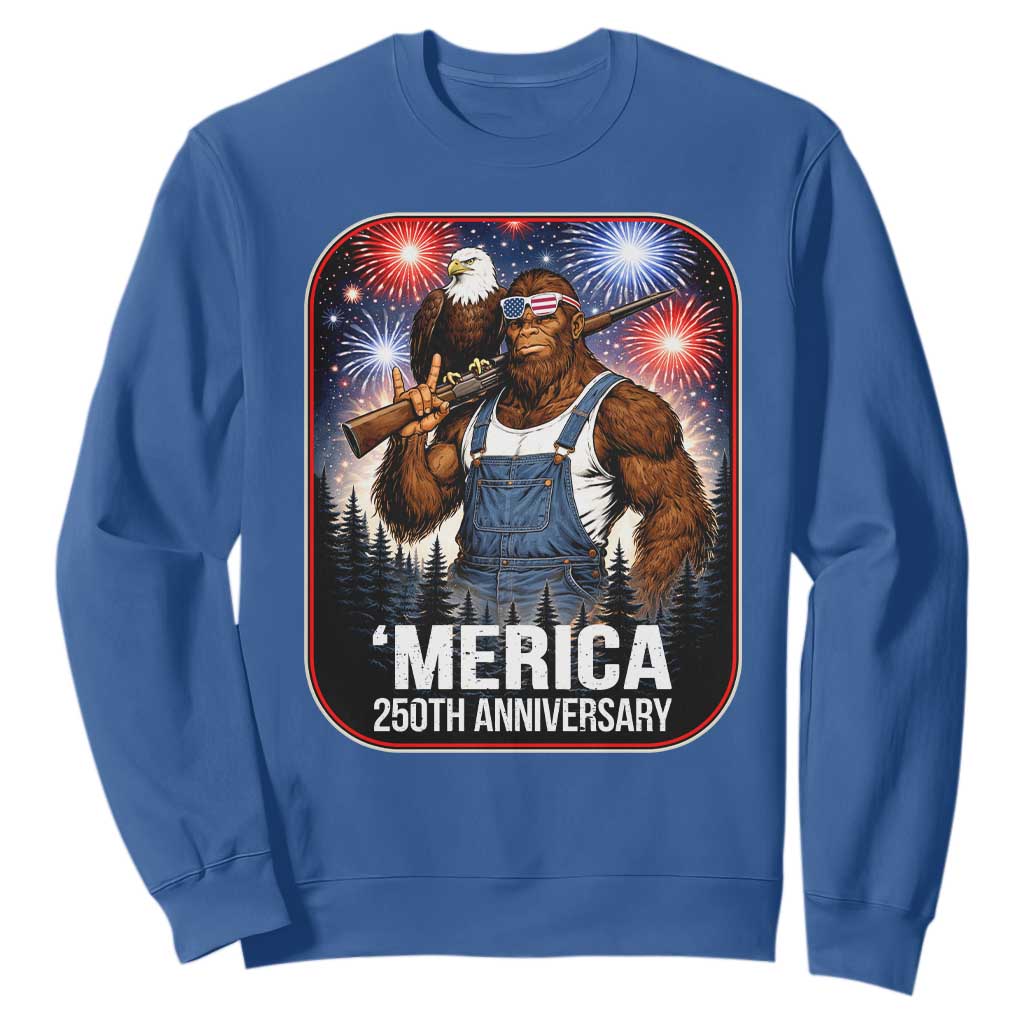 Funny Bigfoot America 250 Years Of American Freedom Sweatshirt TS12 Royal Blue Print Your Wear
