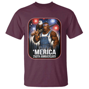 Funny Bigfoot America 250 Years Of American Freedom T Shirt TS12 Maroon Print Your Wear