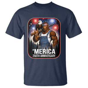 Funny Bigfoot America 250 Years Of American Freedom T Shirt TS12 Navy Print Your Wear