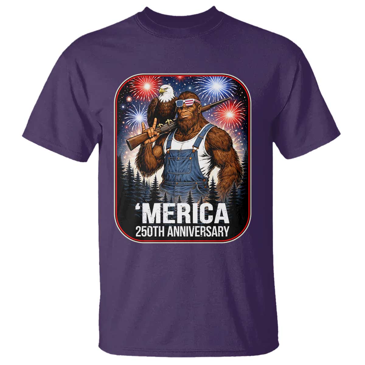 Funny Bigfoot America 250 Years Of American Freedom T Shirt TS12 Purple Print Your Wear