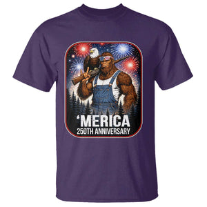 Funny Bigfoot America 250 Years Of American Freedom T Shirt TS12 Purple Print Your Wear