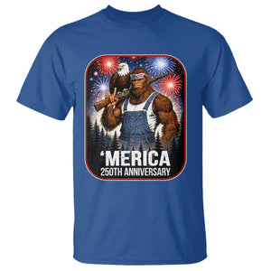 Funny Bigfoot America 250 Years Of American Freedom T Shirt TS12 Royal Blue Print Your Wear