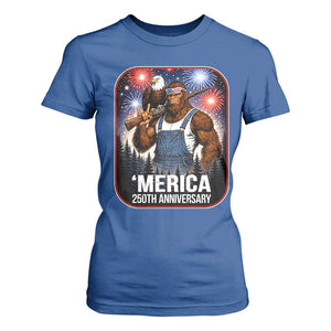 Funny Bigfoot America 250 Years Of American Freedom T Shirt For Women TS12 Royal Blue Print Your Wear