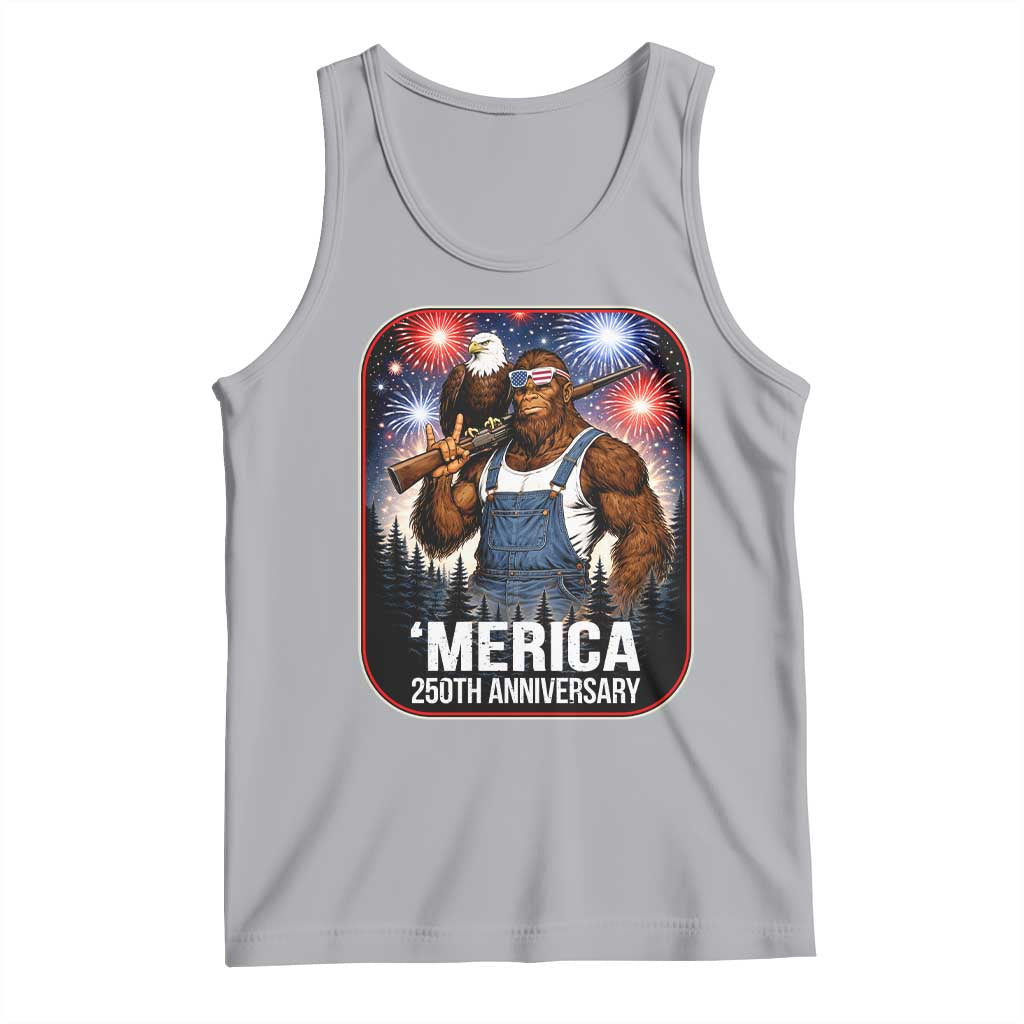Funny Bigfoot America 250 Years Of American Freedom Tank Top TS12 Athletic Heather Print Your Wear