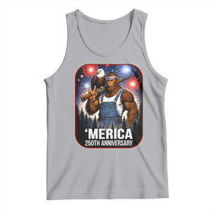 Funny Bigfoot America 250 Years Of American Freedom Tank Top TS12 Athletic Heather Print Your Wear