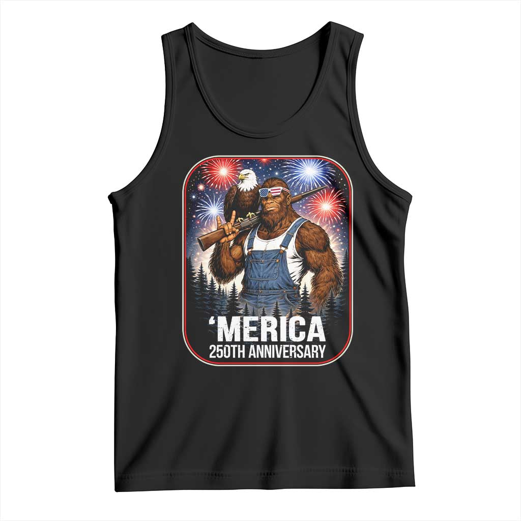 Funny Bigfoot America 250 Years Of American Freedom Tank Top TS12 Black Print Your Wear