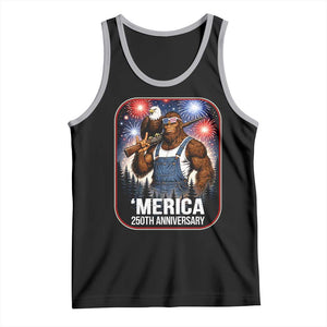 Funny Bigfoot America 250 Years Of American Freedom Tank Top TS12 Black Athletic Heather Print Your Wear