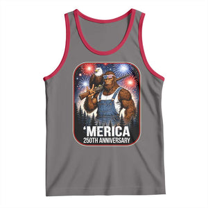 Funny Bigfoot America 250 Years Of American Freedom Tank Top TS12 Deep Heather Red Print Your Wear
