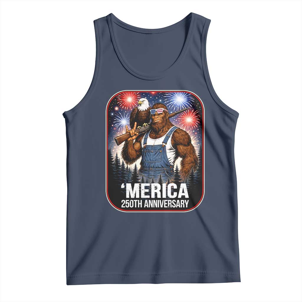 Funny Bigfoot America 250 Years Of American Freedom Tank Top TS12 Navy Print Your Wear