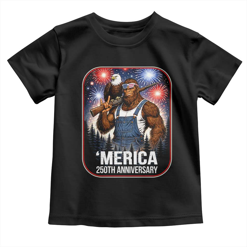 Funny Bigfoot America 250 Years Of American Freedom Toddler T Shirt TS12 Black Print Your Wear