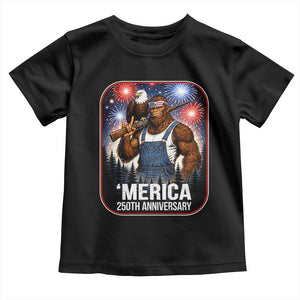 Funny Bigfoot America 250 Years Of American Freedom Toddler T Shirt TS12 Black Print Your Wear