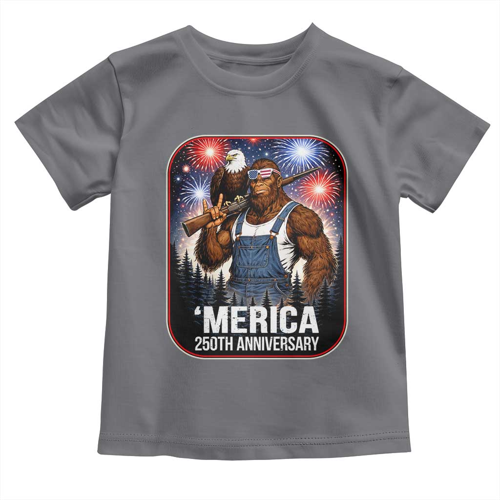 Funny Bigfoot America 250 Years Of American Freedom Toddler T Shirt TS12 Charcoal Print Your Wear