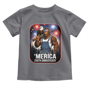 Funny Bigfoot America 250 Years Of American Freedom Toddler T Shirt TS12 Charcoal Print Your Wear