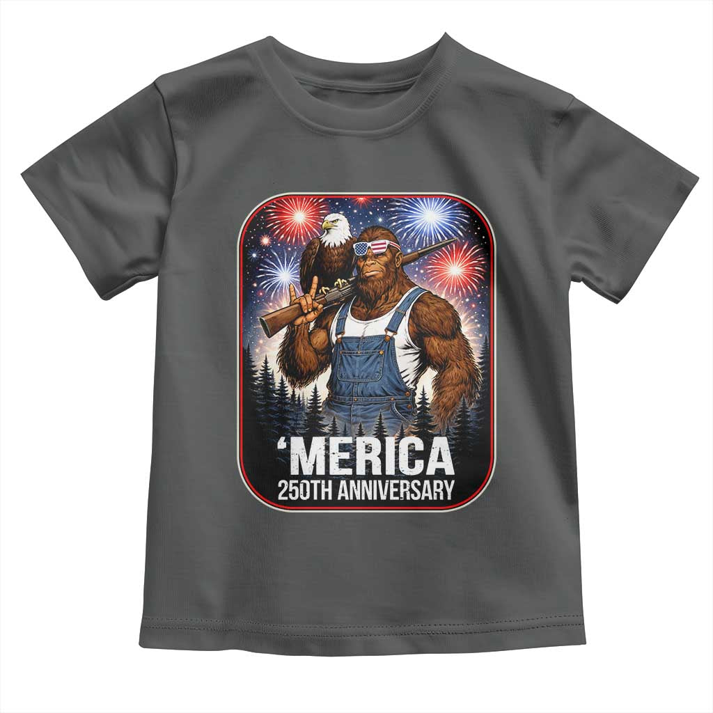 Funny Bigfoot America 250 Years Of American Freedom Toddler T Shirt TS12 Dark Heather Print Your Wear