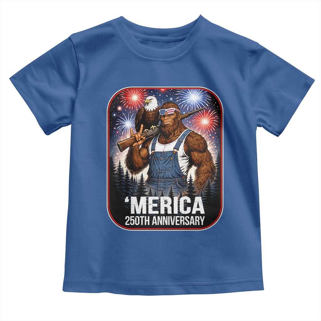 Funny Bigfoot America 250 Years Of American Freedom Toddler T Shirt TS12 Royal Blue Print Your Wear