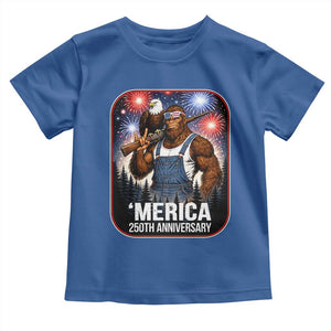 Funny Bigfoot America 250 Years Of American Freedom Toddler T Shirt TS12 Royal Blue Print Your Wear