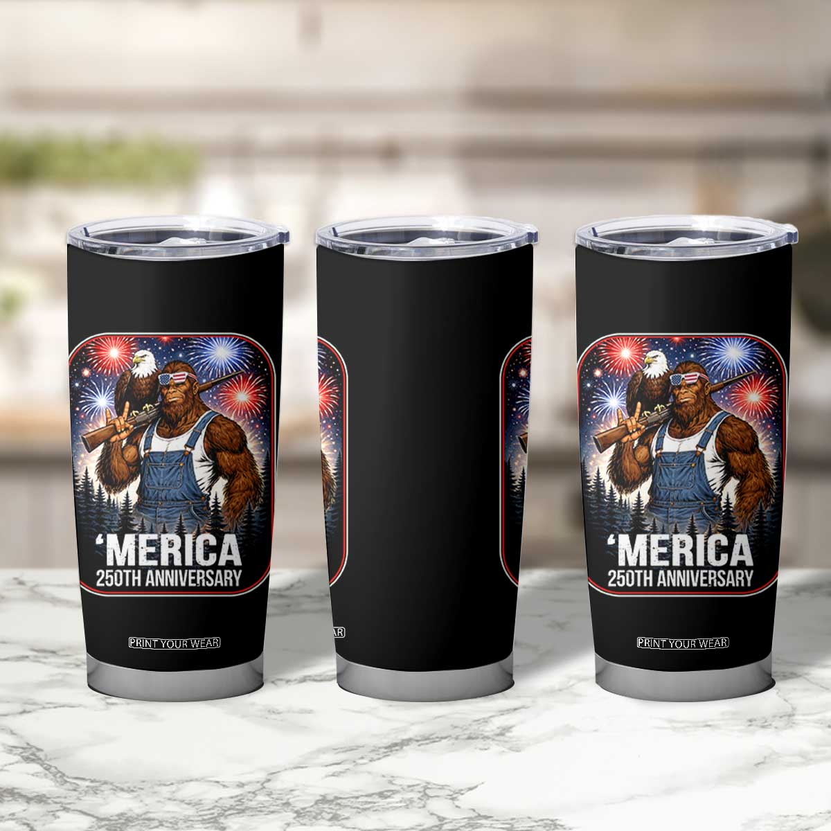 Funny Bigfoot USA 250 Years Of American Freedom Tumbler Cup TS12 Print Your Wear