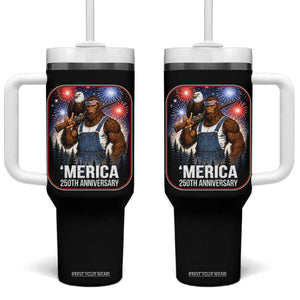 Funny Bigfoot America 250 Years Of American Freedom Tumbler With Handle TS12 One Size: 40 oz Black Print Your Wear