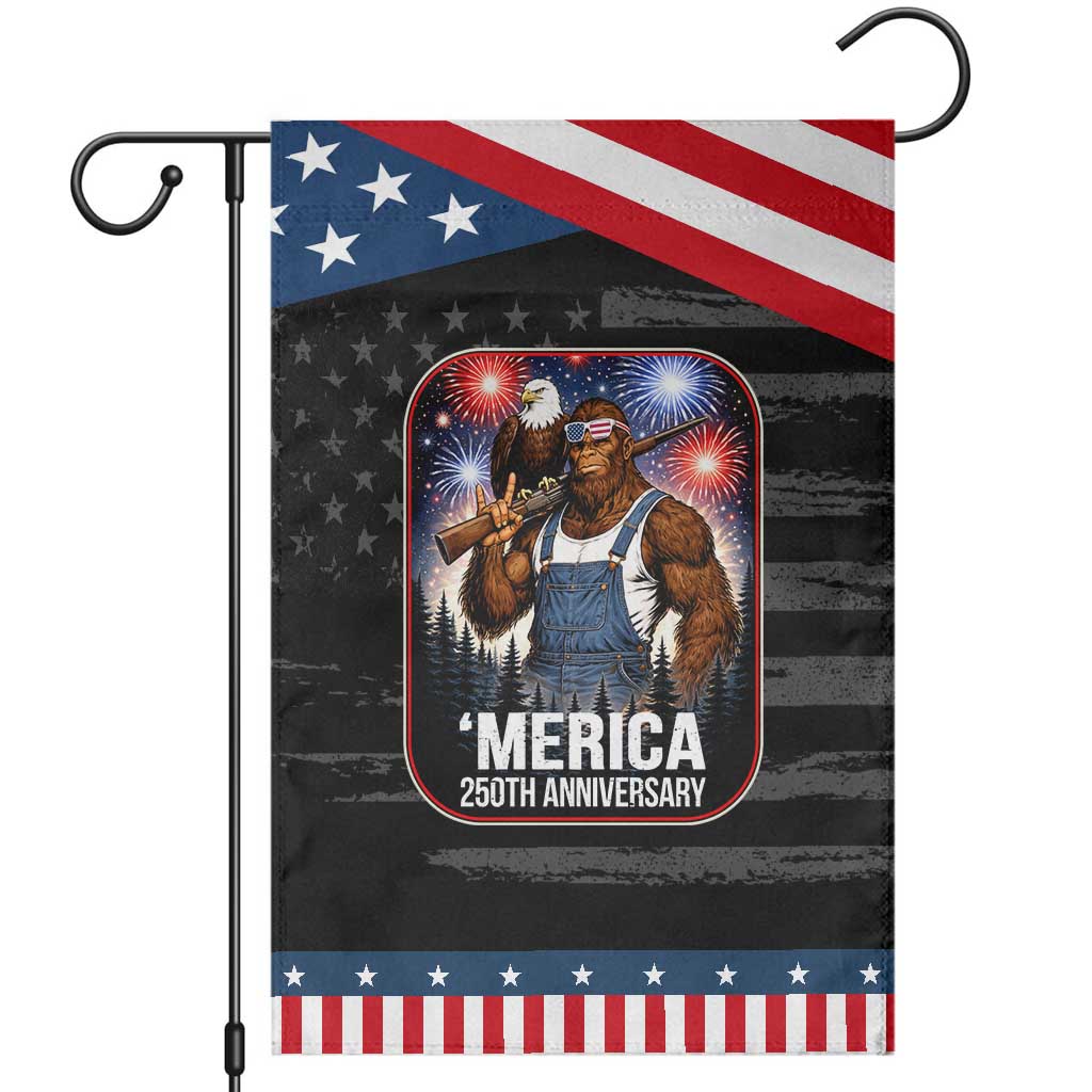 Funny Bigfoot America 250 Years Of American Freedom Garden Flag TS12 Distressed Black Blue Print Your Wear