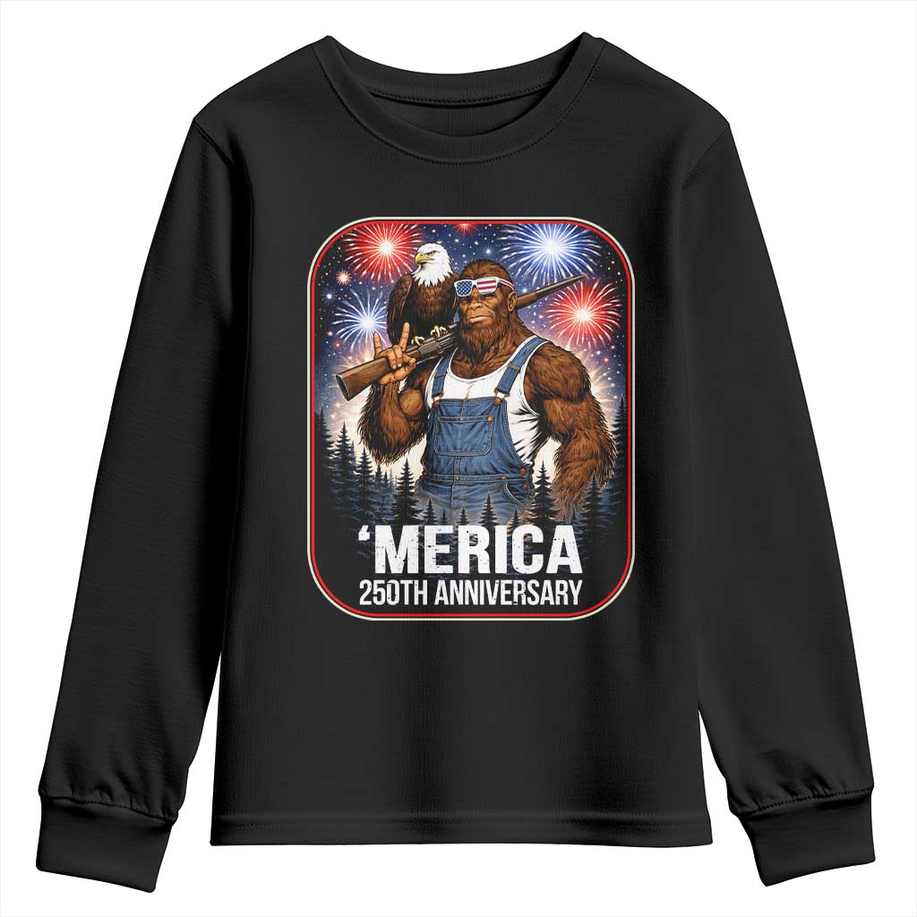 Funny Bigfoot America 250 Years Of American Freedom Youth Sweatshirt TS12 Black Print Your Wear