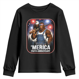 Funny Bigfoot America 250 Years Of American Freedom Youth Sweatshirt TS12 Black Print Your Wear