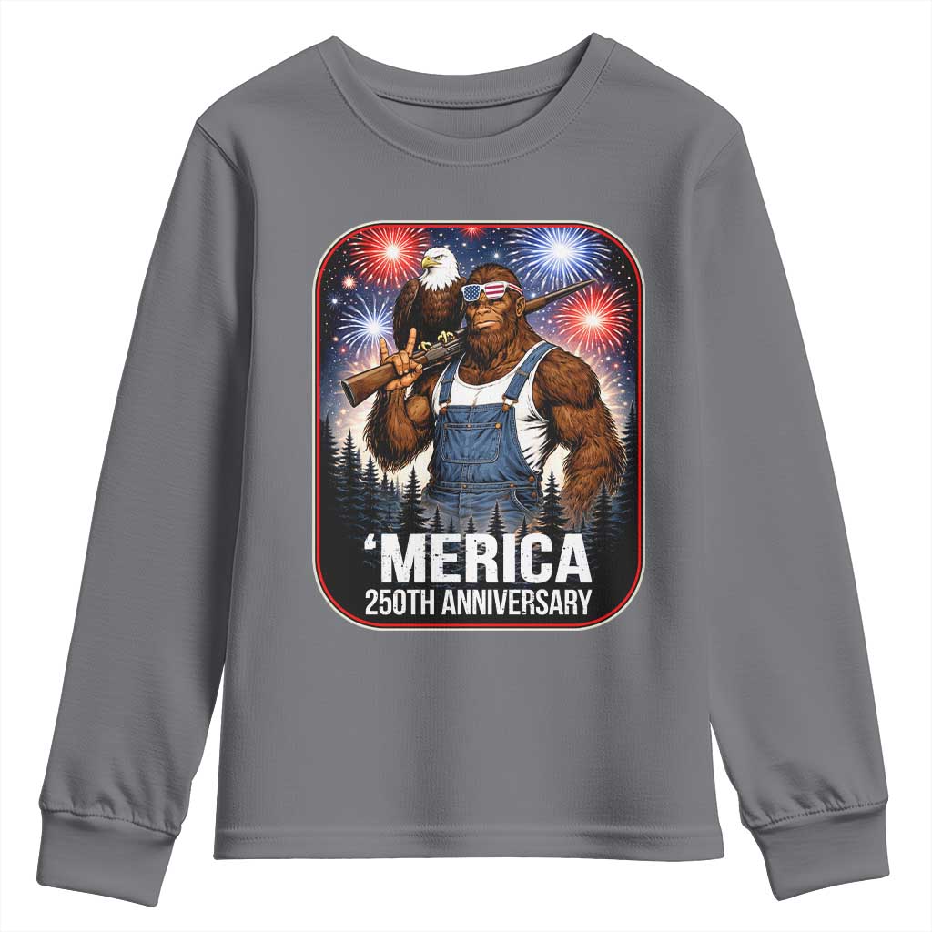 Funny Bigfoot America 250 Years Of American Freedom Youth Sweatshirt TS12 Charcoal Print Your Wear