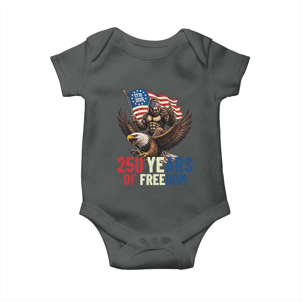 Funny Patriotic Bigfoot Baby Onesie 250 Years Of American Freedom TS12 Dark Heather Print Your Wear