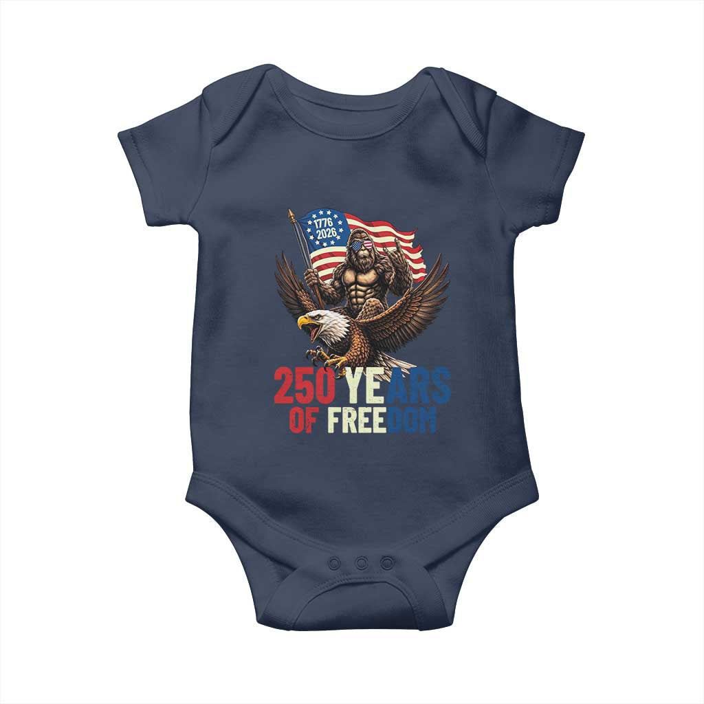 Funny Patriotic Bigfoot Baby Onesie 250 Years Of American Freedom TS12 Navy Print Your Wear