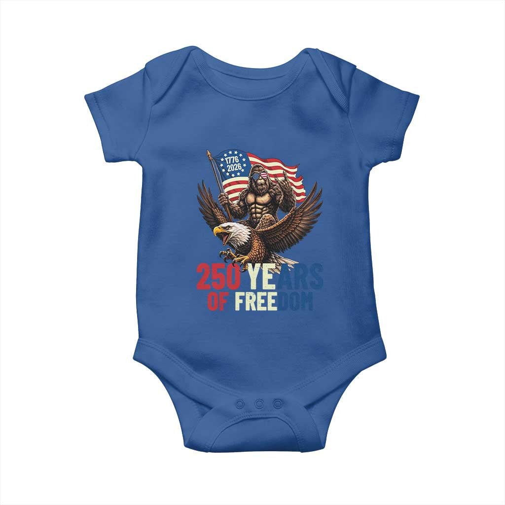 Funny Patriotic Bigfoot Baby Onesie 250 Years Of American Freedom TS12 Royal Blue Print Your Wear