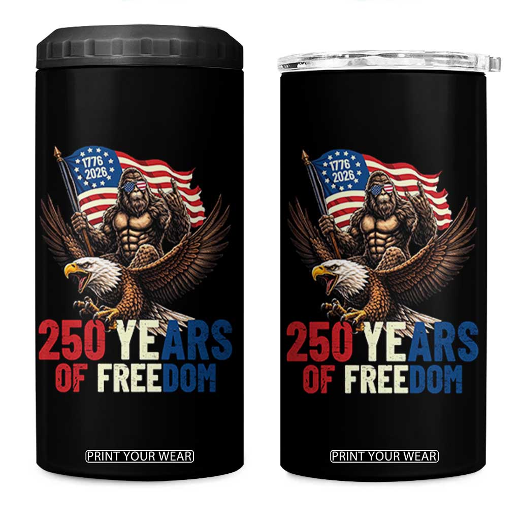 Funny Patriotic Bigfoot 4 in 1 Can Cooler Tumbler 250 Years Of American Freedom TS12 One Size: 16 oz Black Print Your Wear