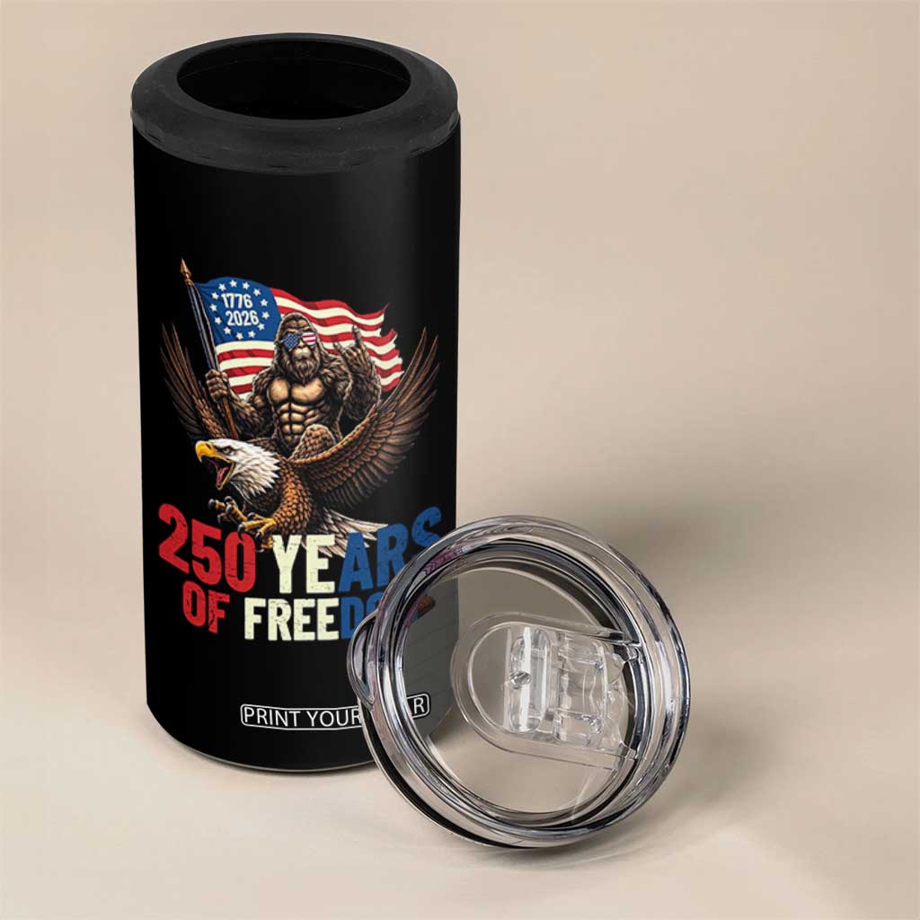 Funny Patriotic Bigfoot 4 in 1 Can Cooler Tumbler 250 Years Of American Freedom TS12 Print Your Wear