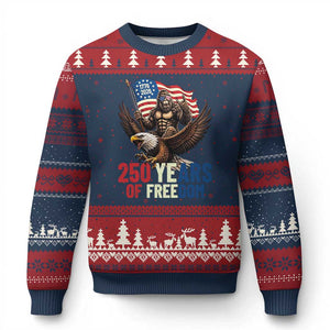Funny Patriotic Bigfoot Ugly Christmas Sweater 250 Years Of American Freedom TS12 Navy Red Print Your Wear