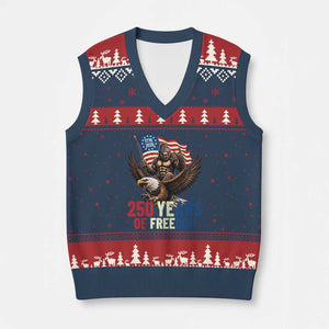 Funny Patriotic Bigfoot V-Neck Knit Sweater Vest 250 Years Of American Freedom TS12 Navy Red Print Your Wear