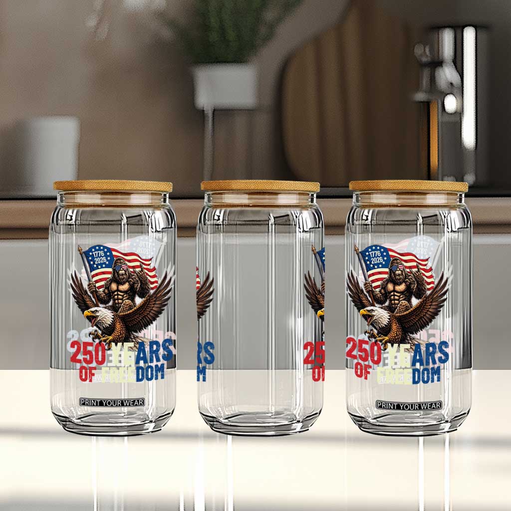 Funny Patriotic Bigfoot Glass Can 250 Years Of American Freedom TS12 Print Your Wear