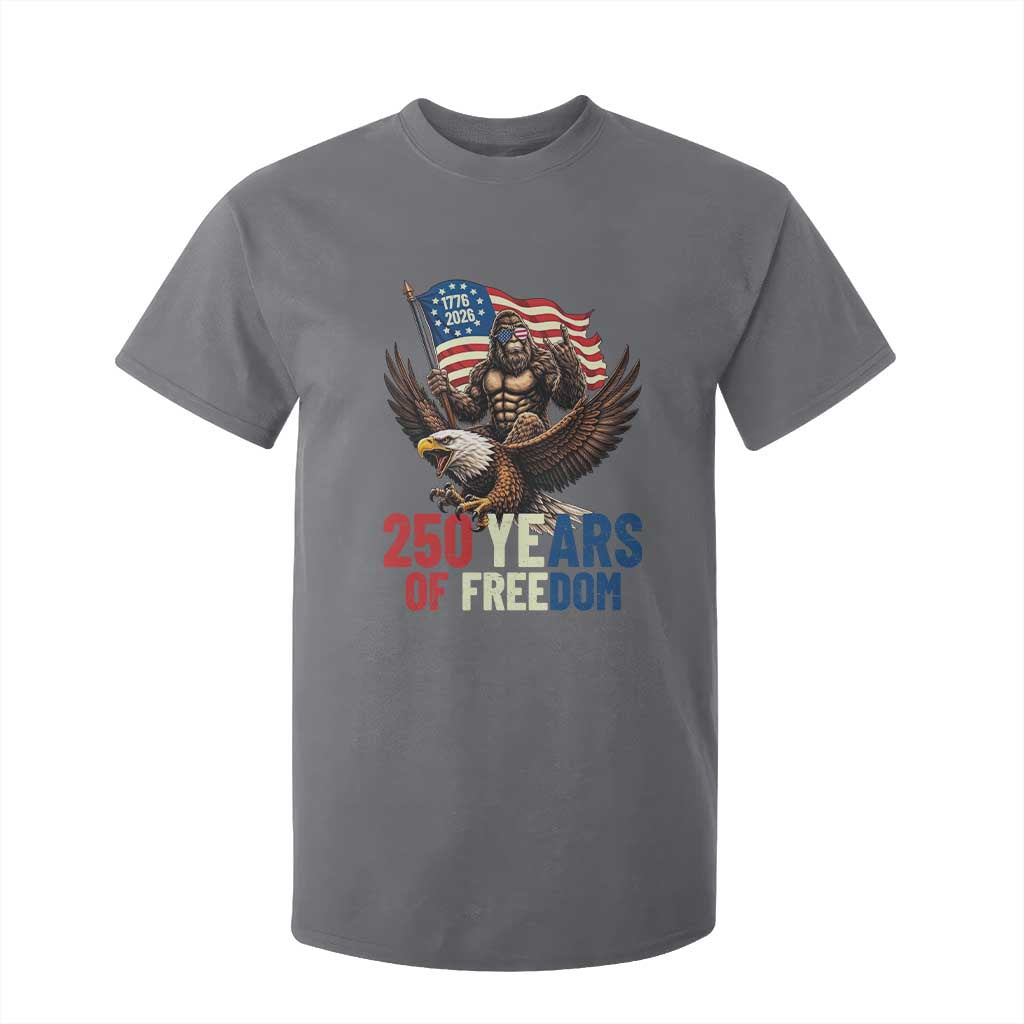 Funny Patriotic Bigfoot T Shirt For Kid 250 Years Of American Freedom TS12 Charcoal Print Your Wear