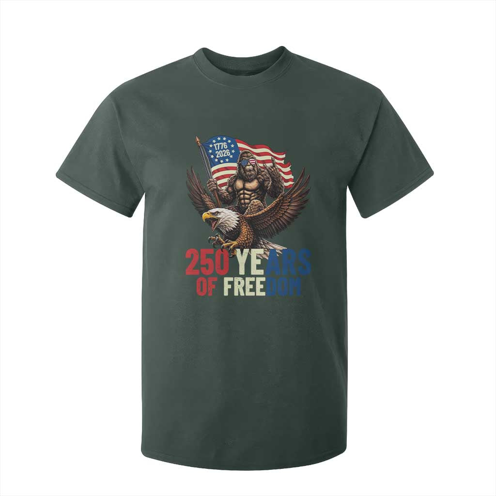 Funny Patriotic Bigfoot T Shirt For Kid 250 Years Of American Freedom TS12 Dark Forest Green Print Your Wear