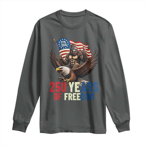 Funny Patriotic Bigfoot Long Sleeve Shirt 250 Years Of American Freedom TS12 Dark Heather Print Your Wear