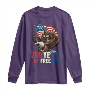 Funny Patriotic Bigfoot Long Sleeve Shirt 250 Years Of American Freedom TS12 Purple Print Your Wear