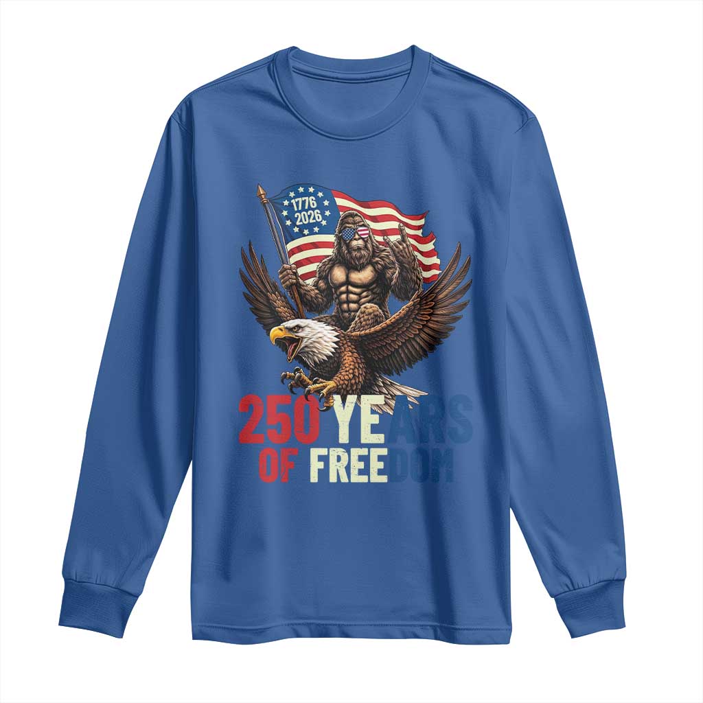 Funny Patriotic Bigfoot Long Sleeve Shirt 250 Years Of American Freedom TS12 Royal Blue Print Your Wear