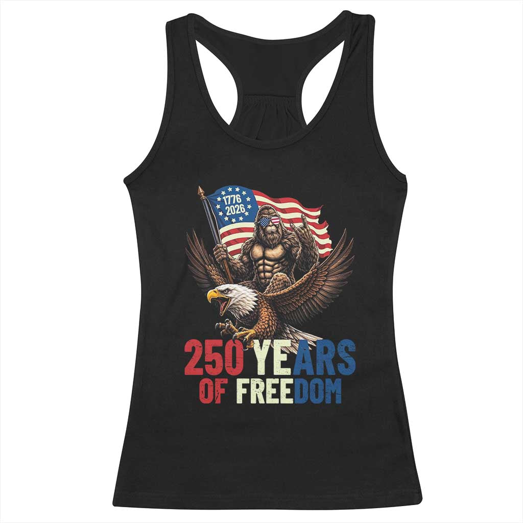 Funny Patriotic Bigfoot Racerback Tank Top 250 Years Of American Freedom TS12 Black Print Your Wear