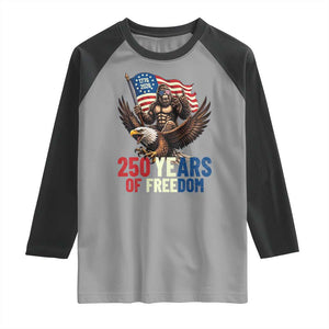 Funny Patriotic Bigfoot Raglan Shirt 250 Years Of American Freedom TS12 Sport Gray Black Print Your Wear