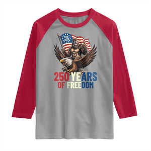 Funny Patriotic Bigfoot Raglan Shirt 250 Years Of American Freedom TS12 Sport Gray Red Print Your Wear