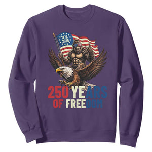 Funny Patriotic Bigfoot Sweatshirt 250 Years Of American Freedom TS12 Purple Print Your Wear
