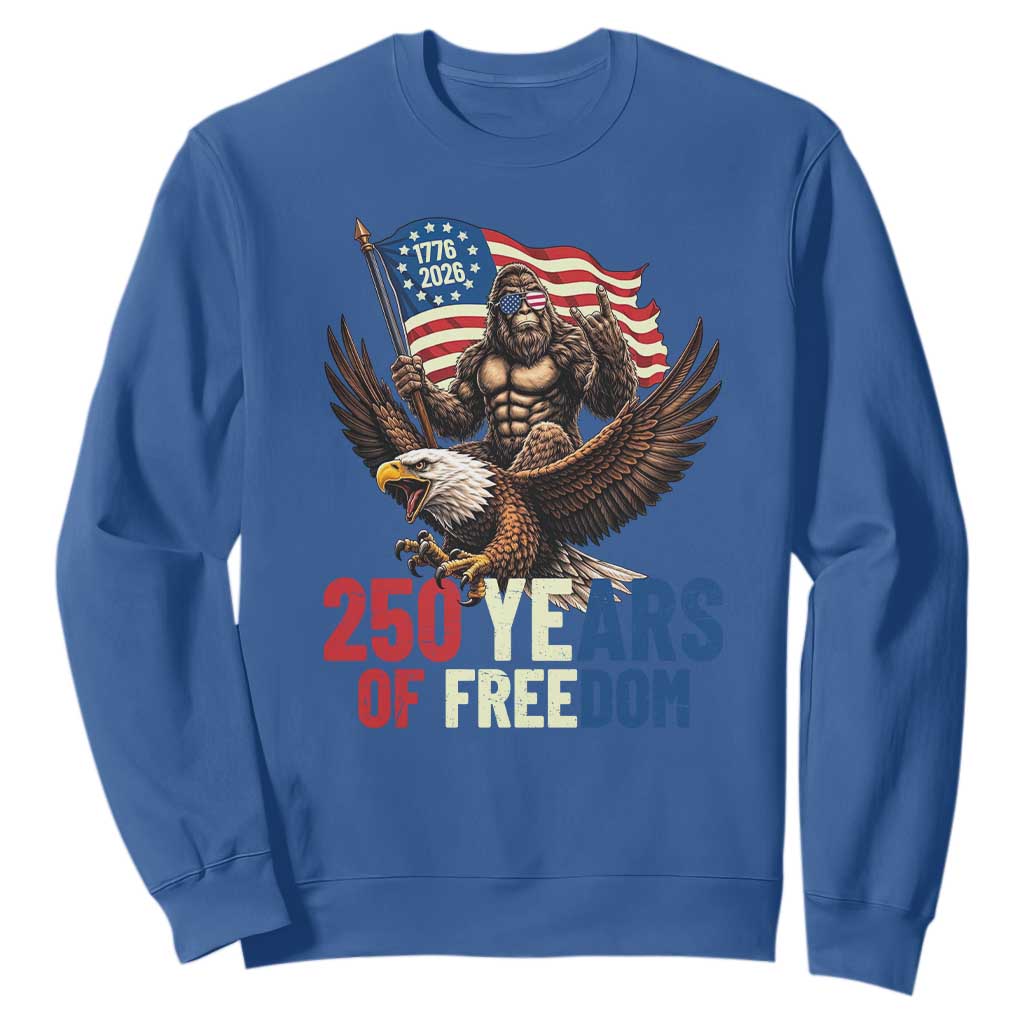 Funny Patriotic Bigfoot Sweatshirt 250 Years Of American Freedom TS12 Royal Blue Print Your Wear