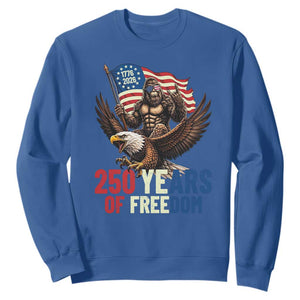 Funny Patriotic Bigfoot Sweatshirt 250 Years Of American Freedom TS12 Royal Blue Print Your Wear
