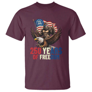 Funny Patriotic Bigfoot T Shirt 250 Years Of American Freedom TS12 Maroon Print Your Wear