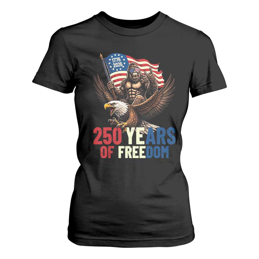 Funny Patriotic Bigfoot T Shirt For Women 250 Years Of American Freedom TS12 Black Print Your Wear