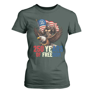 Funny Patriotic Bigfoot T Shirt For Women 250 Years Of American Freedom TS12 Dark Forest Green Print Your Wear