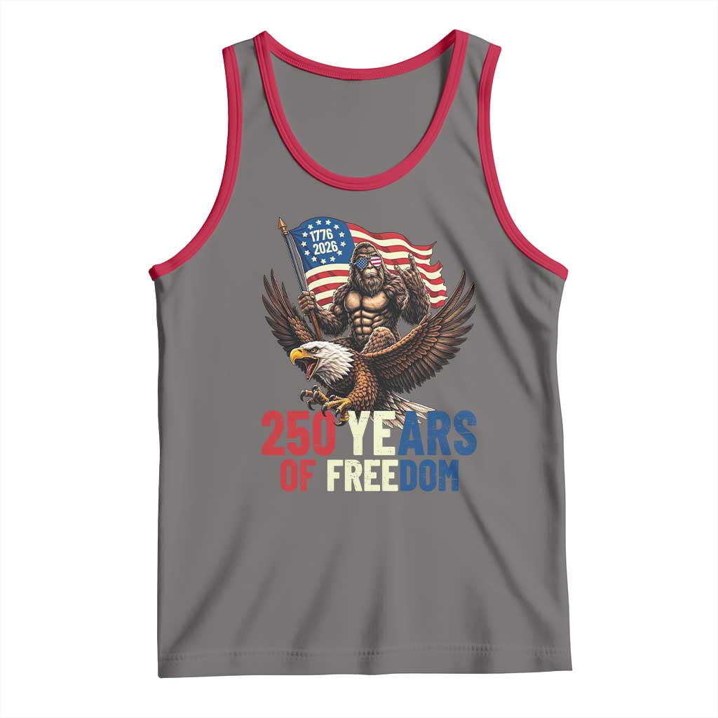 Funny Patriotic Bigfoot Tank Top 250 Years Of American Freedom TS12 Deep Heather Red Print Your Wear